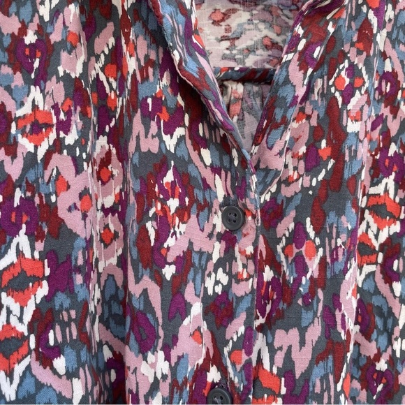 BEACH LUNCH LOUNGE Women’s Purple Blue Short Sleeve Waist Tie Shirt Size Small - Picture 7 of 9